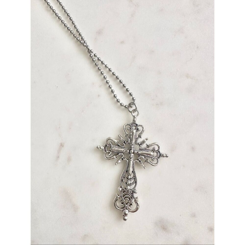 Silver gothic cross necklace